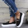 Übergröße Damen Kette Loafer Flats für Damen Runde Zehenpartie Slip-On Mesh Sneaker Freizeitschuhe Stoff Flats Atmungsaktive Laufschuhe