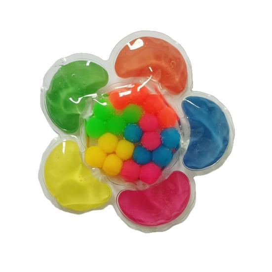 Kids Color Sorting Sensory Toy Fine Motor Skills Portable Toddlers Color Learning Educational Colorful Rubber Beads Squeeze Matching Game