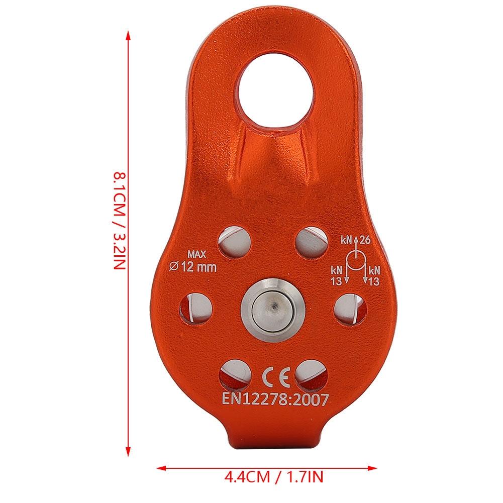 26KN Aluminium Alloy Heavy Duty Single Swivel Rope Pulley Block for 12mm Rope Climbing