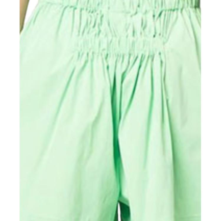 Y-3 Solid Color Waist Tie Logo Print Straight Leg Shorts Women shorts Green HG8542