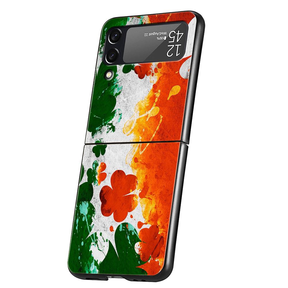 Ireland Flag Phone Case For Samsung Galaxy Z Flip 3 4 5 6 7 Hard Black Folding PC For Samsung Z Flip3 Flip4 Flip5 Cover