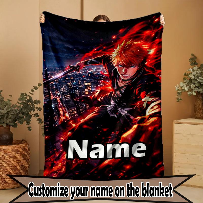Custom Name Personalized BLEACH Print Blanket, Home Decor, Bedroom, Sofa, Camping, Couch, Gifts for Birthday ChristmasEnthusiasts