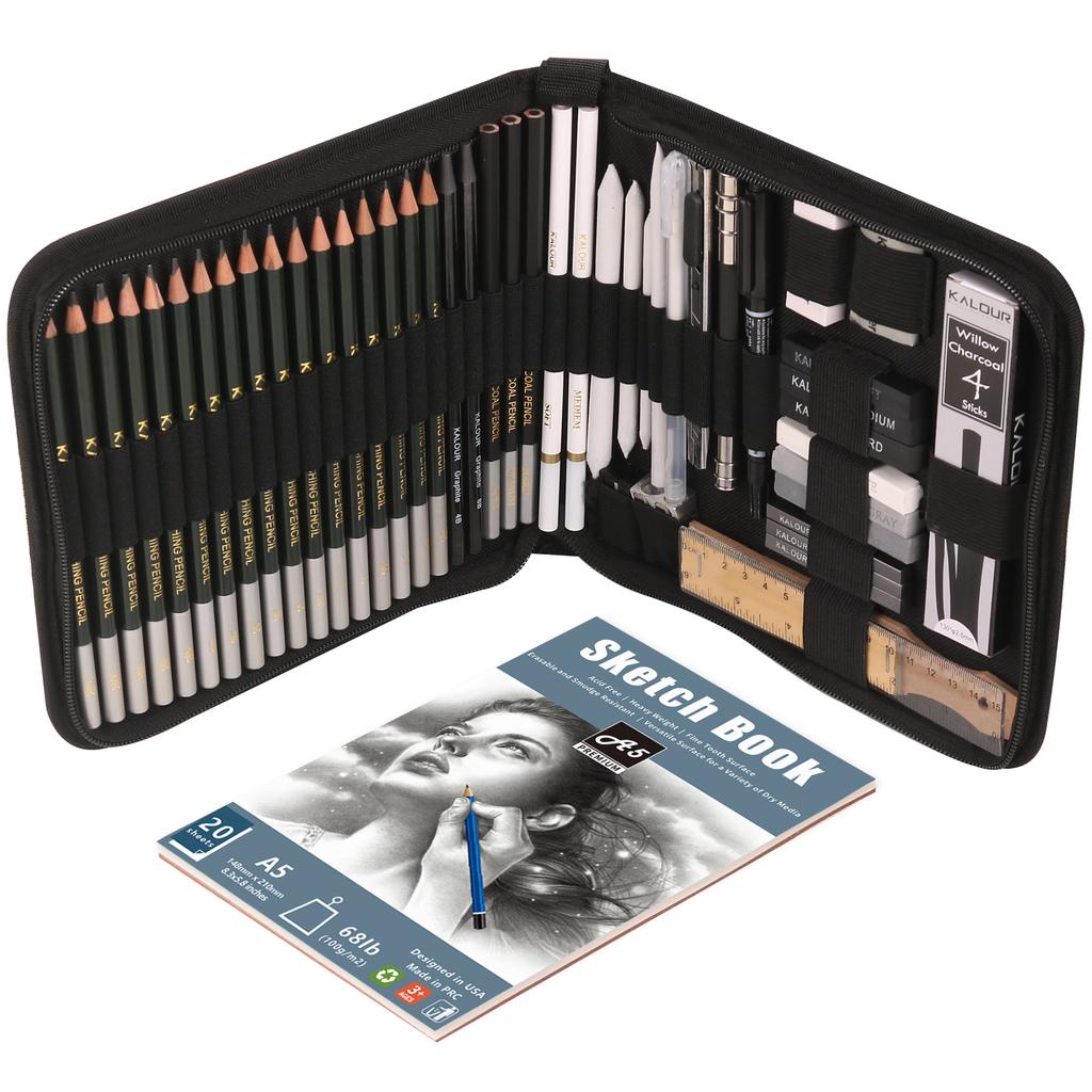 KALOUR New Product Hot Sale New 54pcs Sketching and Charcoal Pencil Sketch Set with Sketch Pad