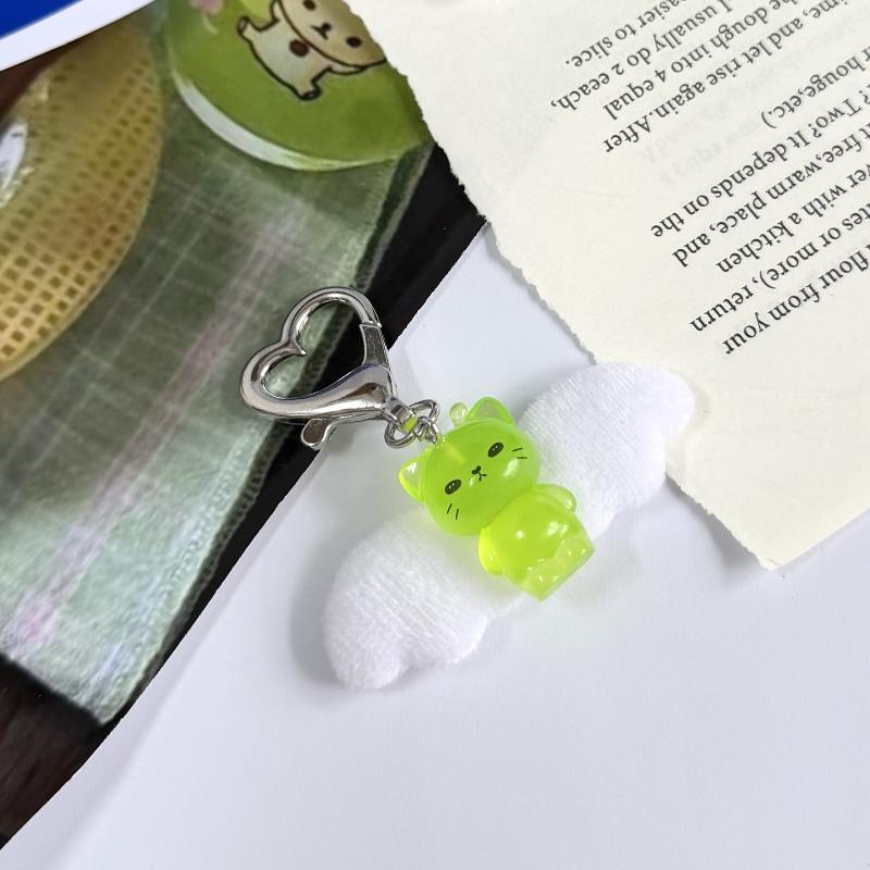 Cute Luminous Alien Cat Keychain Resin Mobile Phone Pendant Bag Charm Backpacks Purses Pendant Party Gift