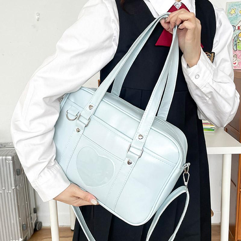 Japoniškas JK uniformos krepšys, krepšys per petį, kurjerių krepšys, studento krepšys, meilės elementas, PU moteriškas krepšys