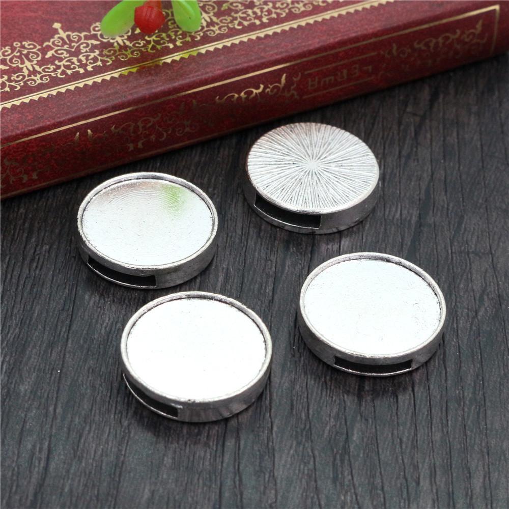 10pcs 20mm Inner Size Classic 5 Colors Plated One Sided Double Hanging Simple Style Cabochon Base Setting Charms Pendant