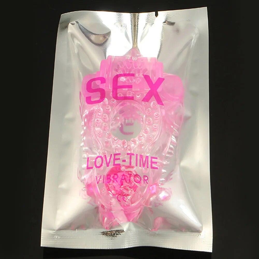 Cock Ring Crystal Butterfly Vibrator Vibrating Ring Electic Vibrating Clitoral Stimulate Ring Penis Enhance Erection Sex Ability