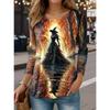 Oberteile für Damen Halloween-Print Rundhalsausschnitt Langarm-T-Shirt Herbst Lässig Eng Anliegend Pullover Damen Langarm-Oberteil
