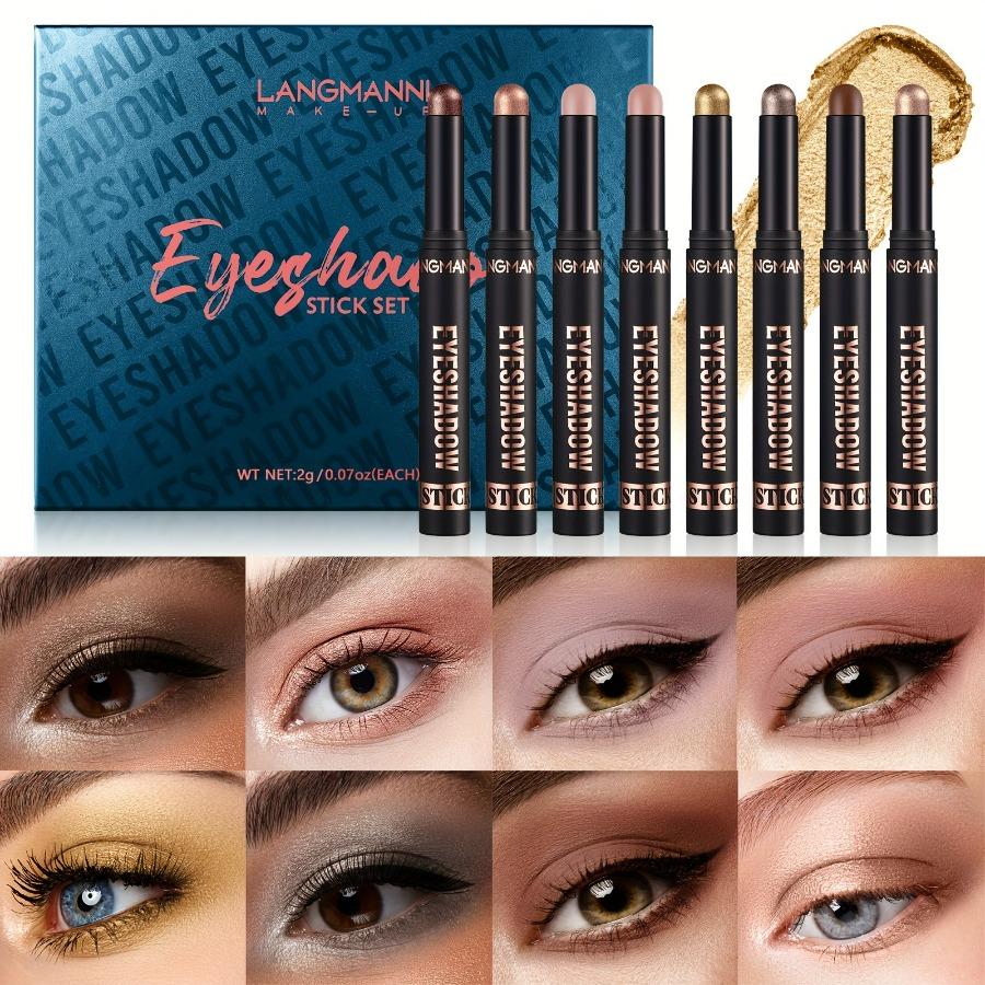 8pcs/set Pearlescent Matte Eye Shadow Stick Waterproof Longlasting Durable Eyeshadow Stick Makeup Cosmetics