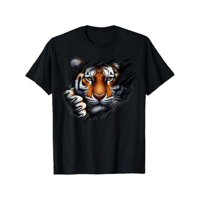 Taglie Europee Maglietta da Uomo Retro Faccia di Tigre per Tifosi di Calcio - Tigre a Strisce Nere e Dorate, Casual e da Palestra per Tutte le Stagioni