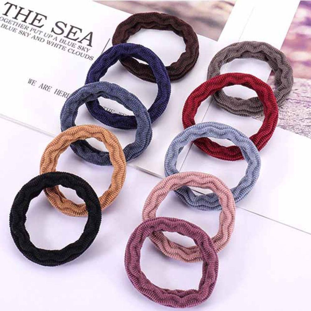 10Pcs Thick Hair Rope Hair Ties Ponytail Holder Solid Color Rubber Bands  Girls