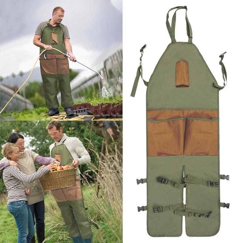 Durable Oxford Material Gardening Apron Knee Length Protection With Big Pockets Stay Clean And Organized While Pruning Planting