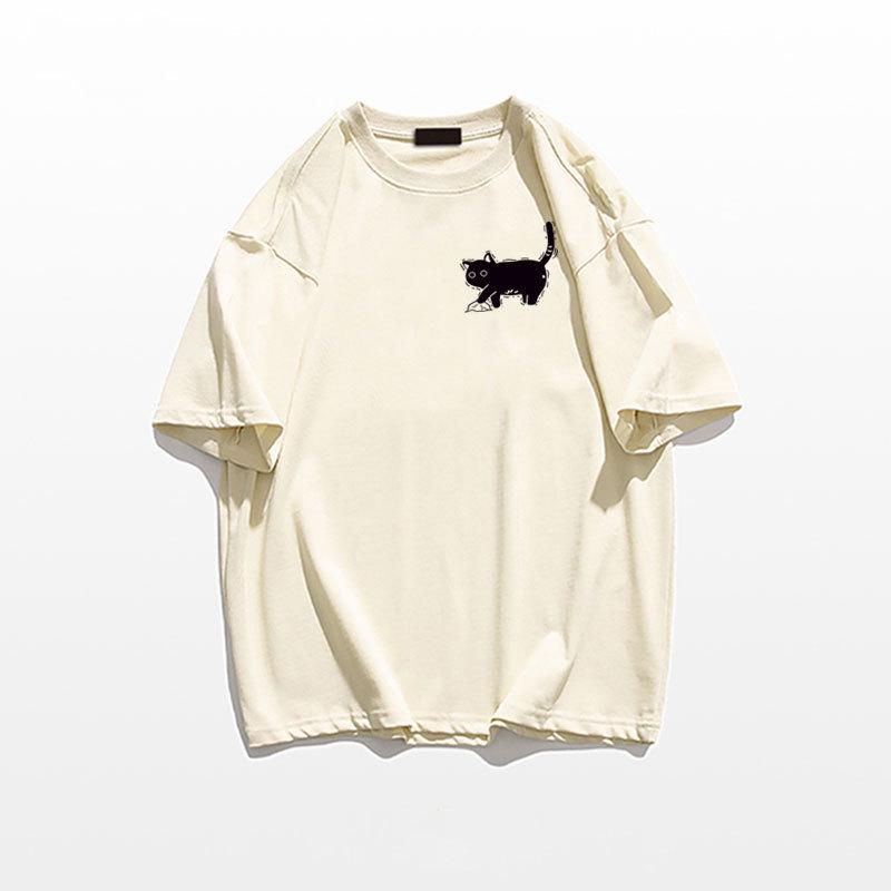 2025 Summer Women's Pure Cotton Cartoon Print Retro Short Sleeve T-shirt