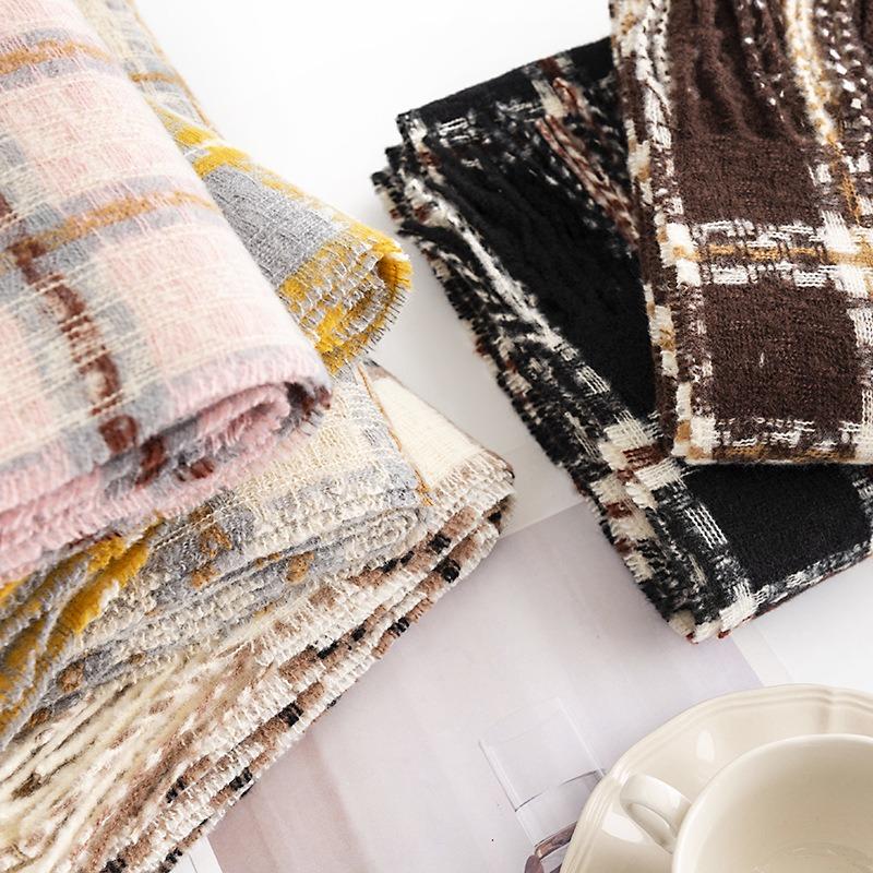 checkerboard scarf women's winter commuting cold protection neck scarf medium and long thermal shawl scarf women