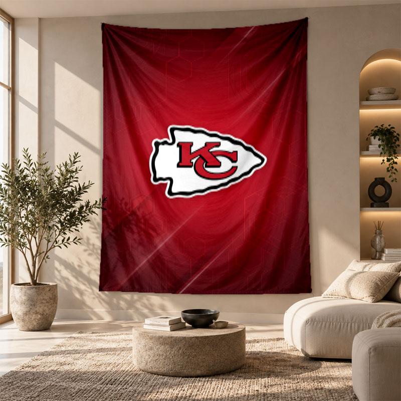 Arazzo Decorativo, Arte da Parete Stampato Kansas City Chiefs, Appeso da Parete Leggero per Sfondo Camera da Letto