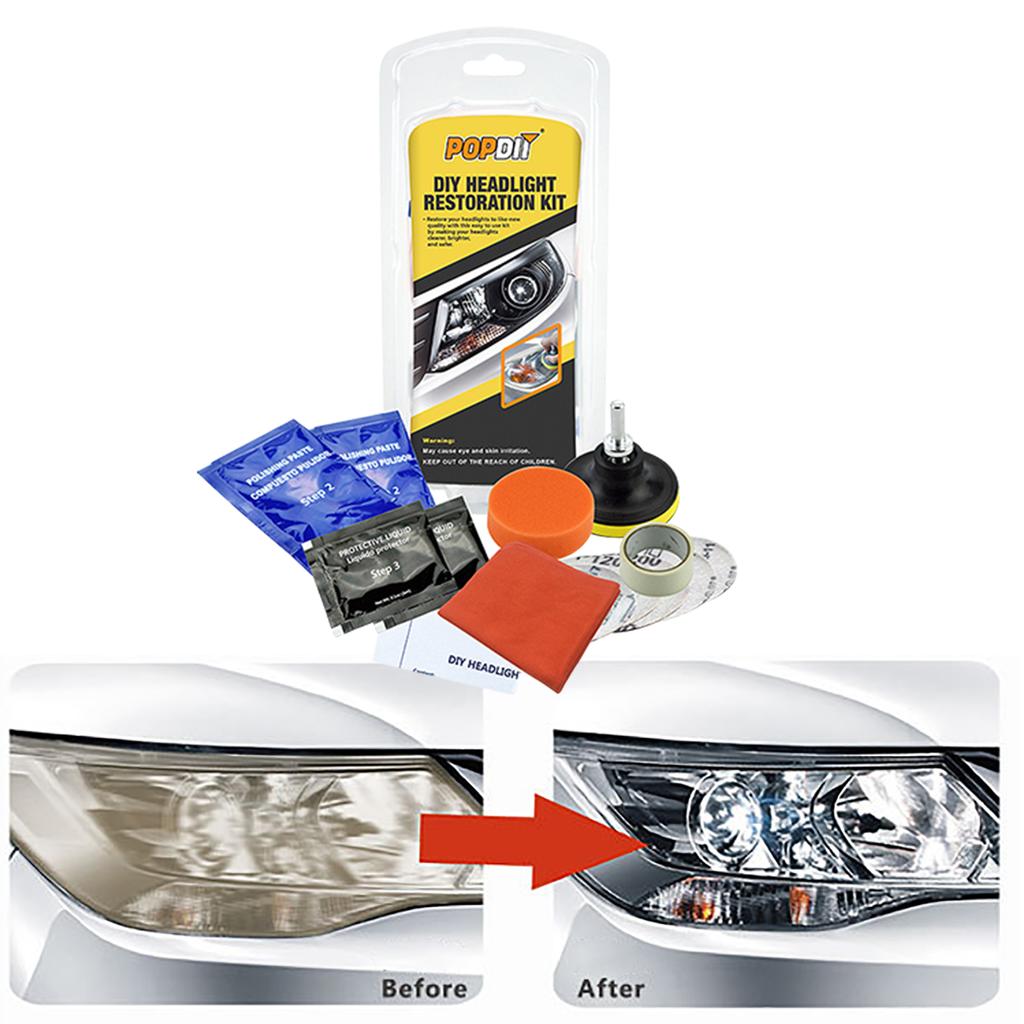 Car Headlight Restoration Kit Brightener Headlamp Scratch Repair Liquid Paste Light Lens Polisher Cleaning Paste Refurbish Tool