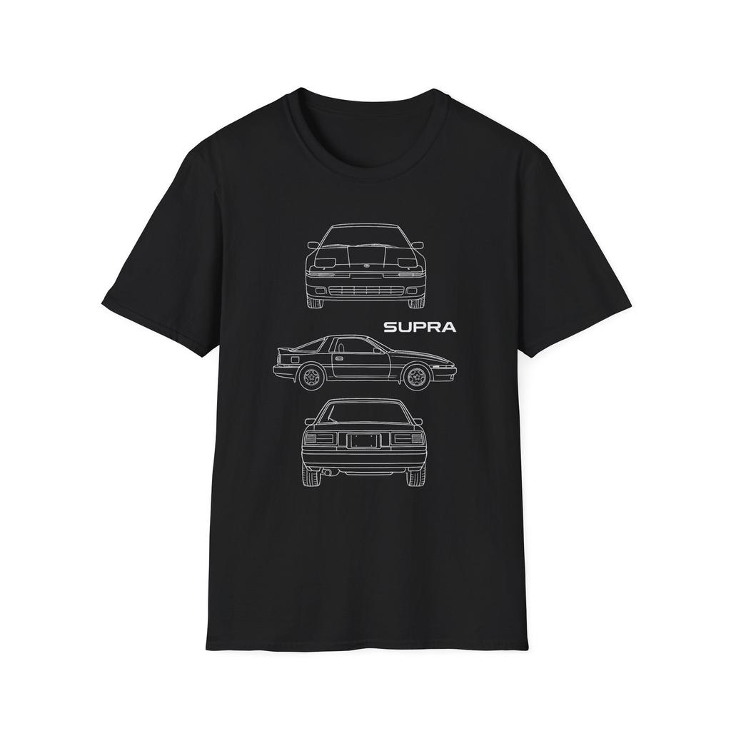 1986 Supra T-Shirt | MK3 JDM Line Art Tee Front Side Rear View A70