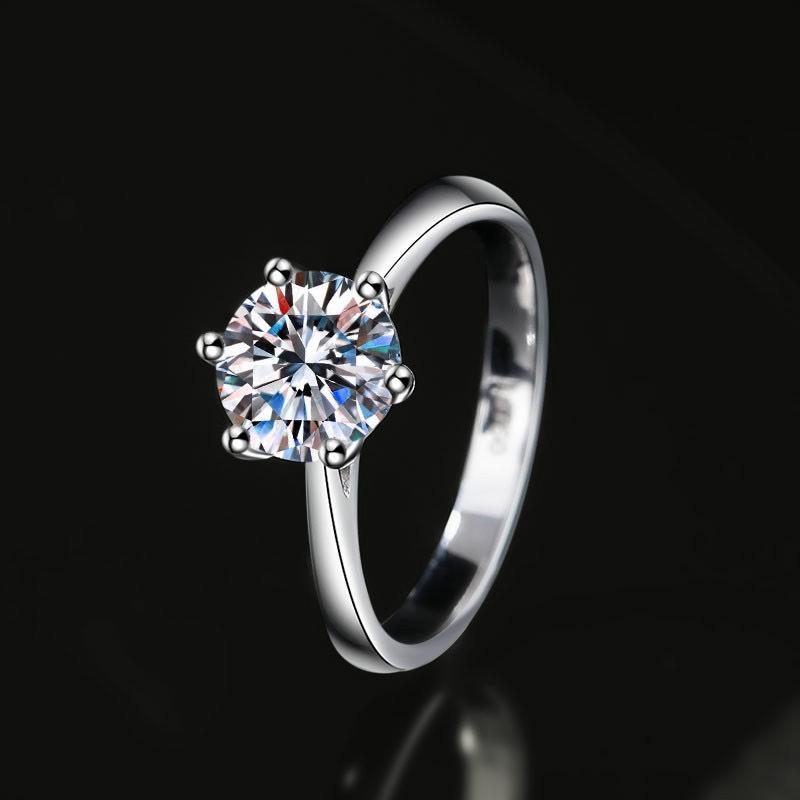 1ct D Color Moissanite Engagement Ring for Women 925 Sterling Silver Gold Plated Solitaire Rings Wholesale
