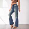 2025 Europäische Amerikanische Retro High Waist Slim Fit Schlagjeans für Damen