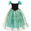 Princess Dress For Girls, Kids Birthday Halloween Costume Set With Crown Wand Gloves Wig