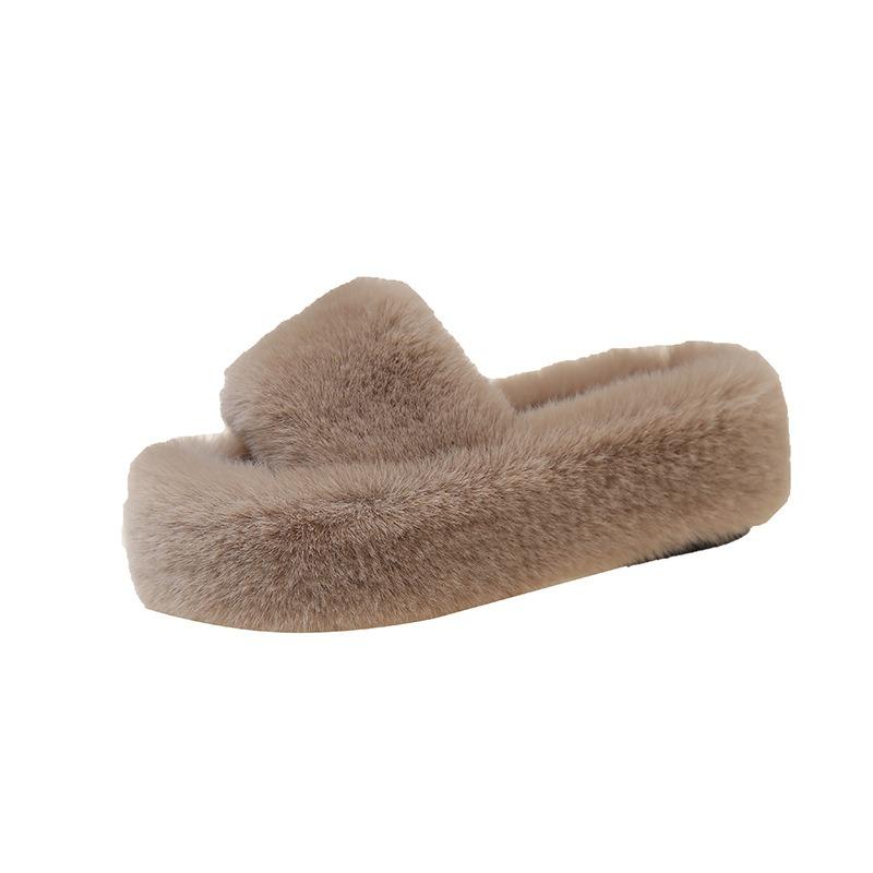 

Large size fluffy slippers for women to wear in autumn and winter, new thick-bottomed cotton mop, cute home open-toed women s mop 41