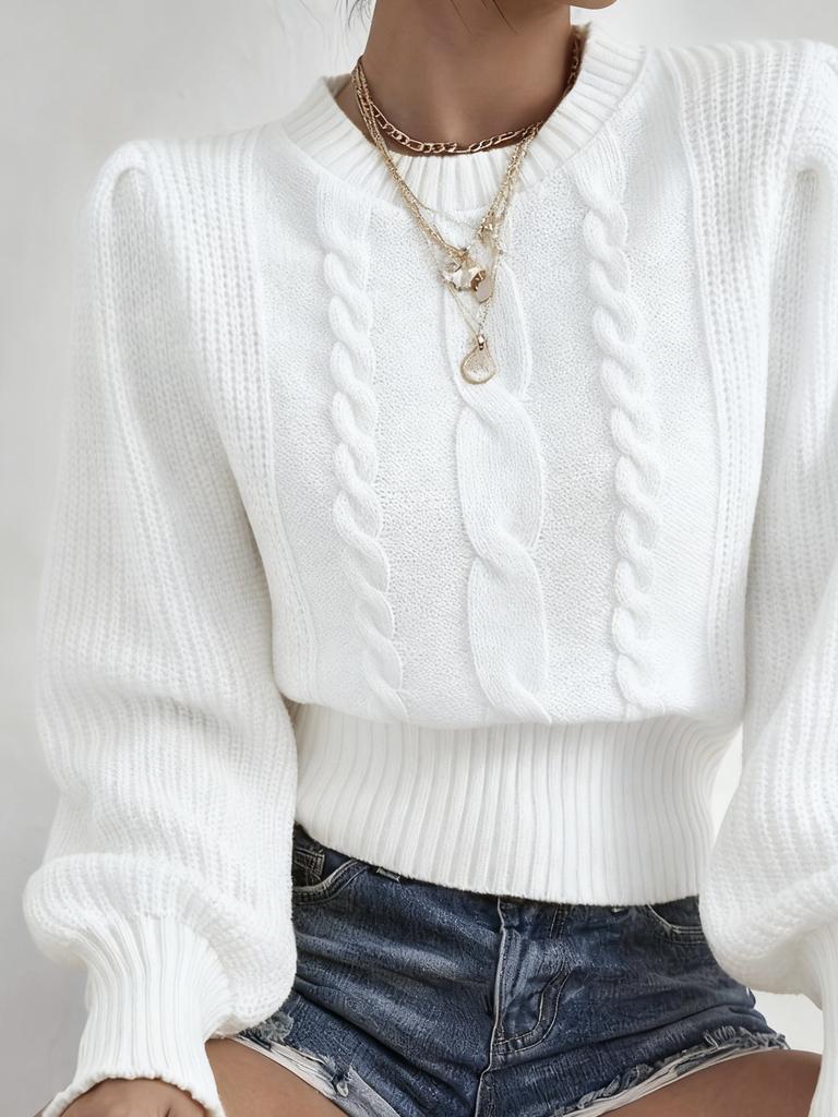 Sweater Fashion Versatile Autumn New Crew Neck Twist Knitted Sweater Women's Loose Solid Color Pullover
