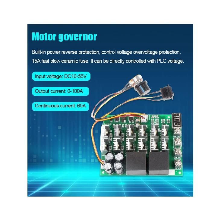 DC10V-55V Motor Speed Controller Digital Display 60A Motor Driver Module 12V 24V 36V 48V with Knob Switch Electrical Equipment