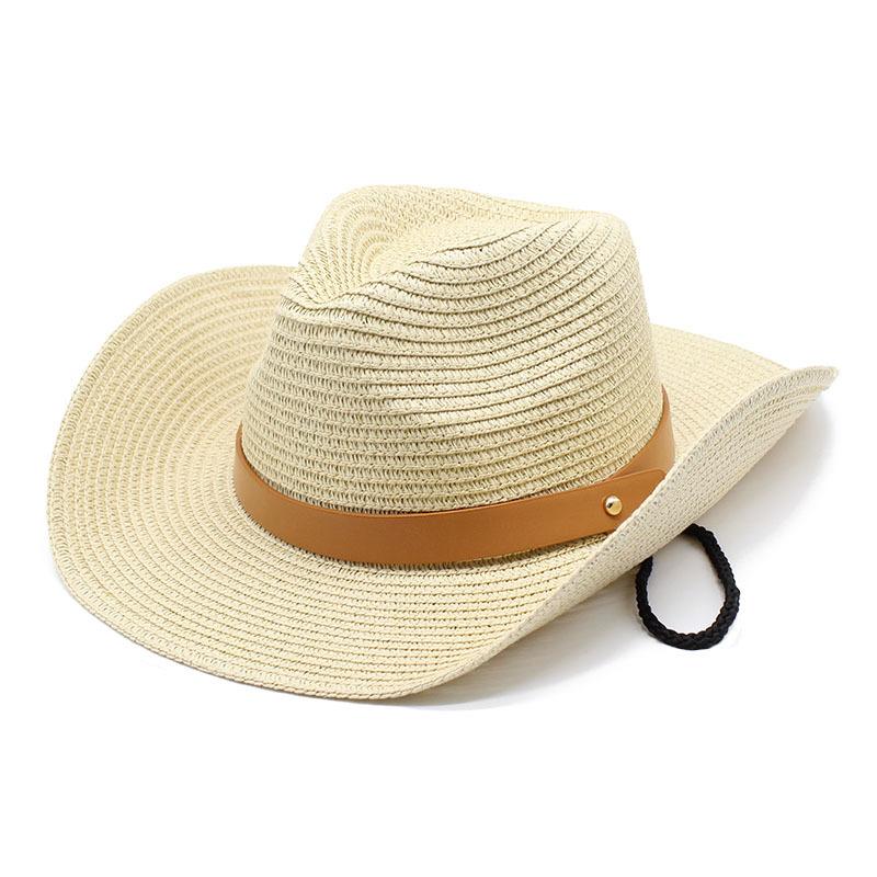 Tibetan Western Cowboy Hat Men And Women Beach Hat Sun Protection Big Edge Hat Summer 9Cm Brim Sunshade Straw Hat