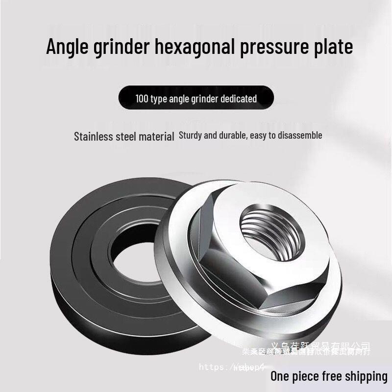 100 Angle Grinder Flange, Stainless Steel Hex Nut, Threaded Gasket, Polishing Accessory, Large