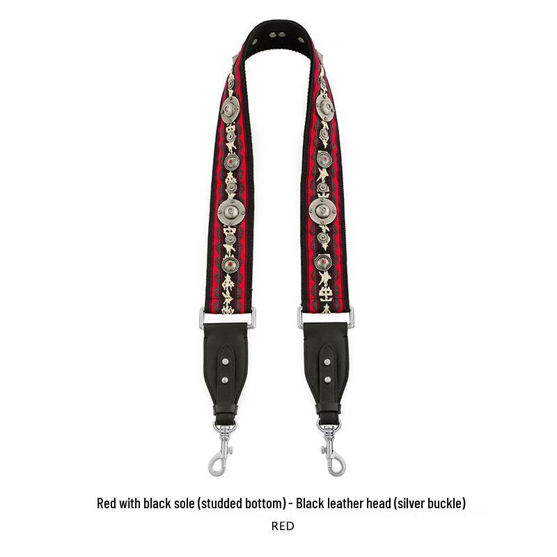 Ma Huang Shi Women's Genuine Leather Vintage Saddle Bag Strap with Rivets