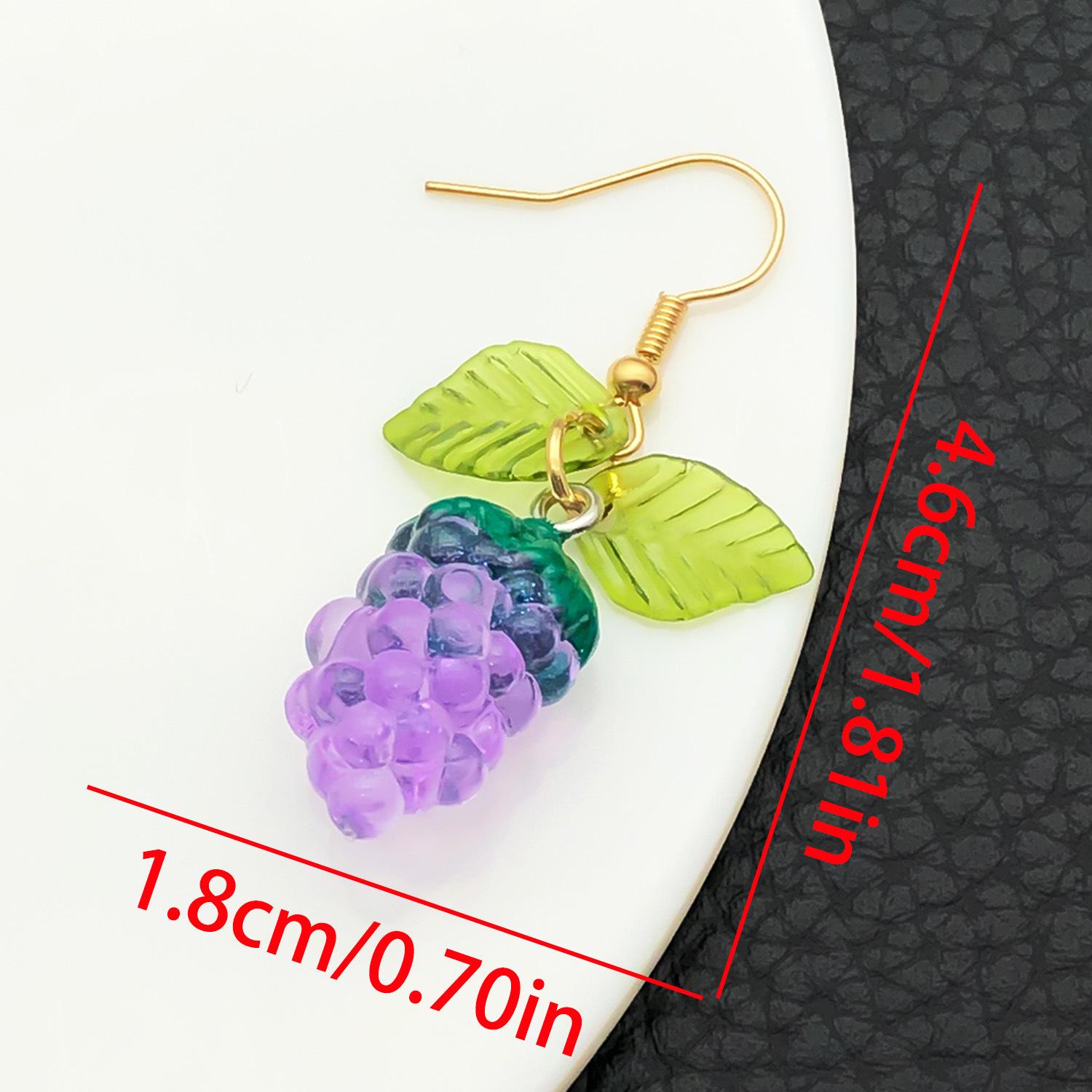 Cartoon Fresh Sweet Style 3D Lily of the Valley & Translucent Strawberry Resin Earrings Set