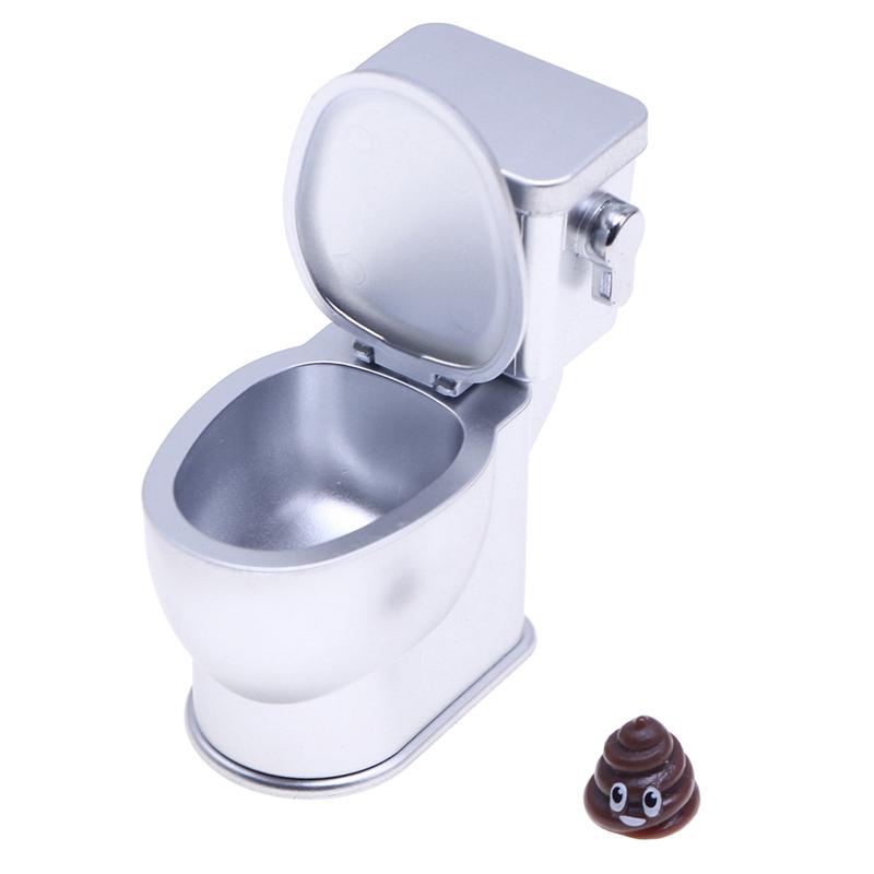 1Set 1:12 Dollhouse Miniature Simulation Toilet W/Poo Flushing Sound Bathroom Model Decor Toy Doll House Accessories