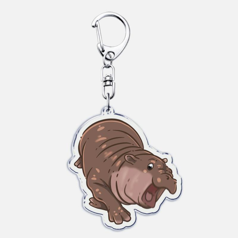 Funny Baby Hippo Cute Keychains Keyring for Accessories Bag Moo Deng Meme Pendant Keyring Jewelry Fans Gifts