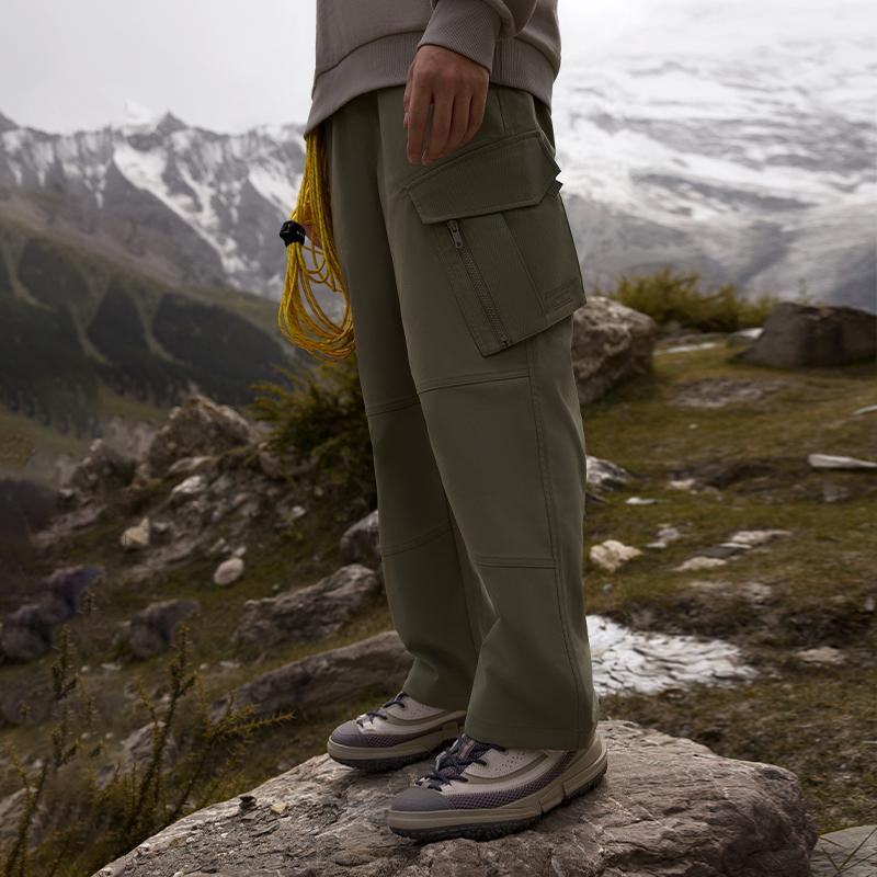 Li Ning CF Series 2023 Autumn Winter New Solid Color Straight Leg Knitted Sports Pants Men bottoms Olive-Green AYKT823-2