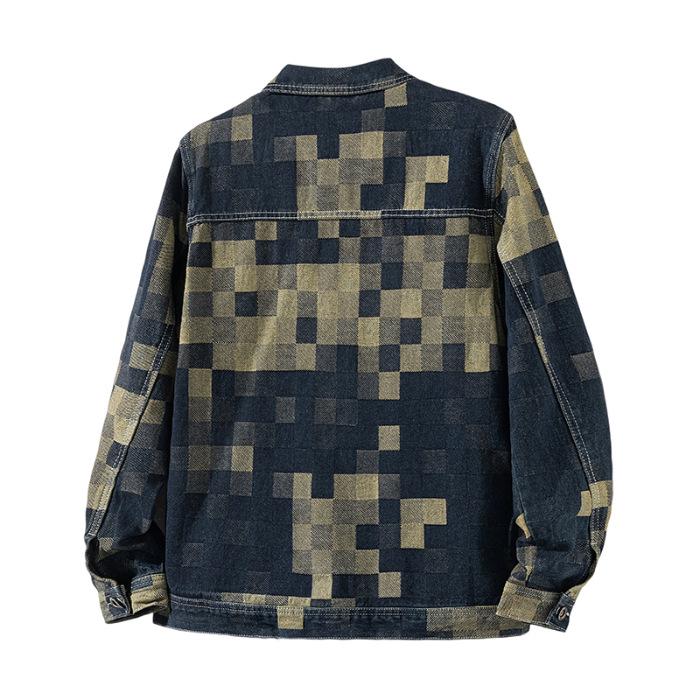 2025 Men's Retro Plaid Denim Jacket - Autumn/Winter Collection: Casual Loose-Fit Workwear Top