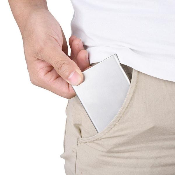 Black Stainless Steel Case Slim Blocking Wallet ID Credit Card Holder Men