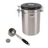 1.8L Coffee Sealed Container Stainless Steel Coffee Bean Storage Container with Spoon Silver