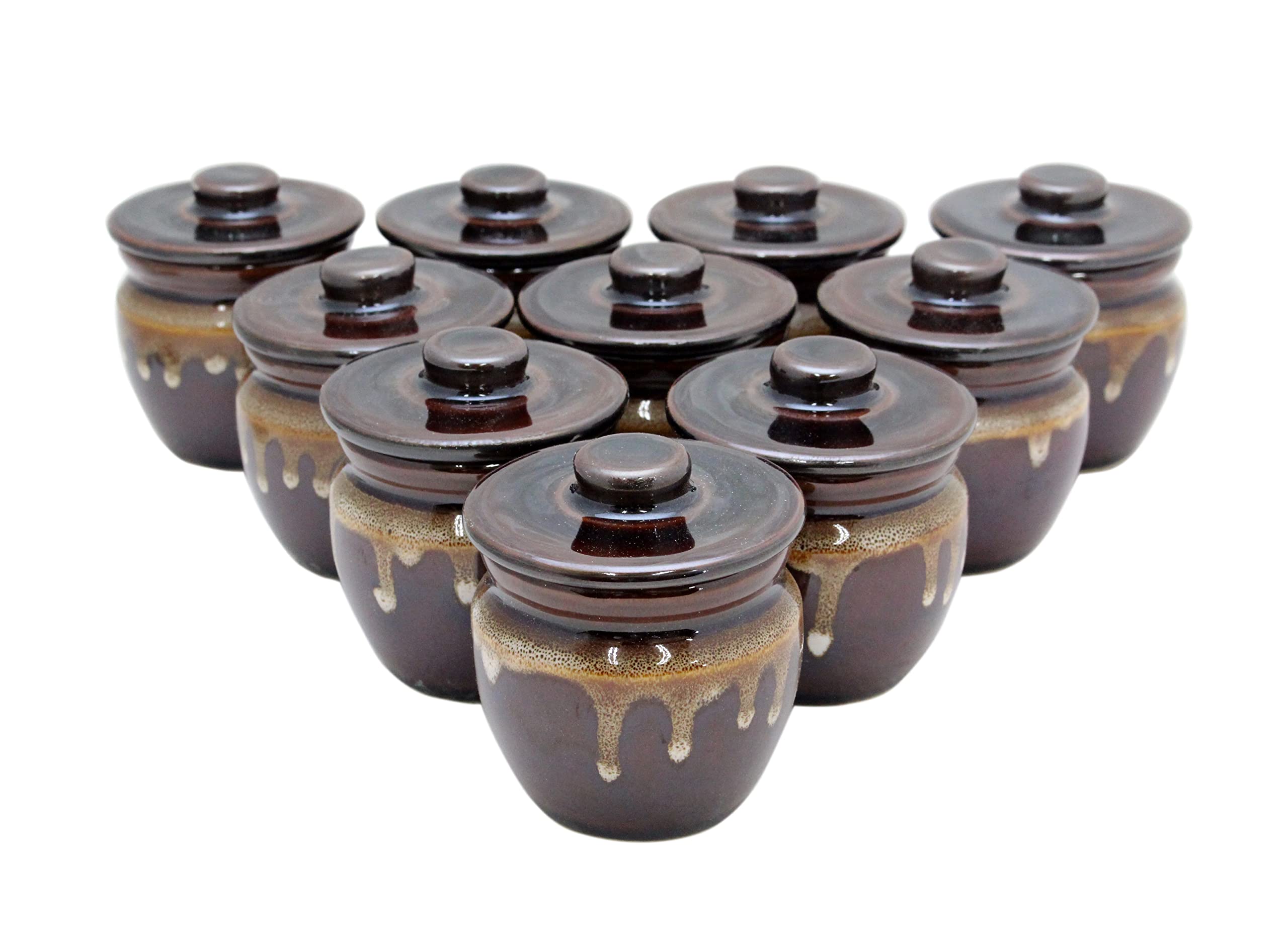 

Mino Ware Japanese Cafe Series Pickled Plum Jar (Small) with Lid, Set of 10 (Size: 7.5cm H x 7.5cm W x 8.8cm D)