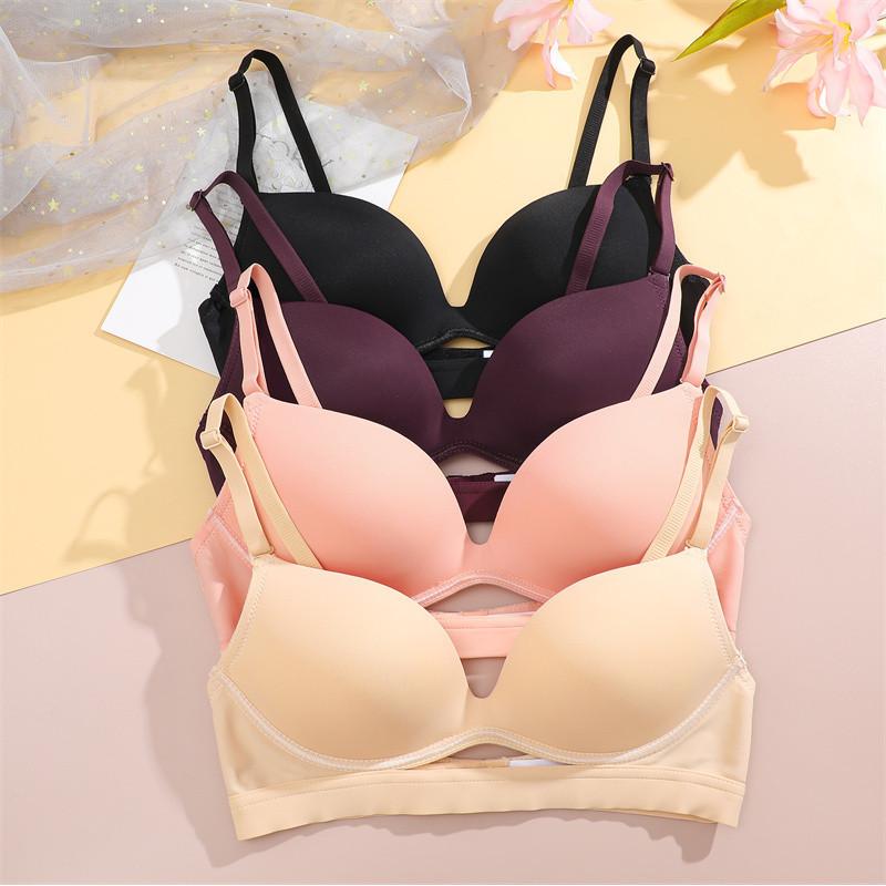 FINETOO Push Up Bra for Women Solid Color Underwear Female  Soft and Comfortable Lingerie Breathable