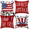 4pcs/Set Independence Day Pillow Cover Public Holidays Decorative Couch Pillow Five-Pointed Star Printed Pillows Without Pillow Core
