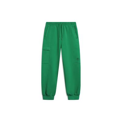 Li Ning X Da Qian World Collaboration Sports Lifestyle Series Solid Color Loose Fit Knitted Joggers Men Joggers Green AKLTD47-2