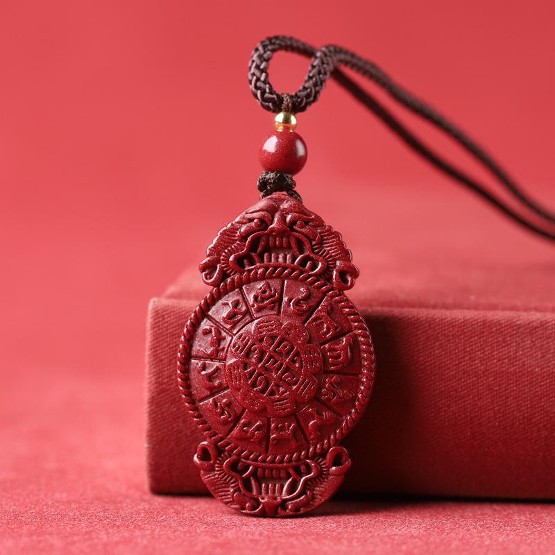 Nine Palaces Cinnabar Bagua Pendant - Purple Gold Sand Men's & Women's Necklace