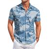 Camisa Casual de Manga Corta con Estampado de Camuflaje para Hombre, Moda Ligera de Botones, Top de Verano para Exteriores Ajustado para Uso Diario