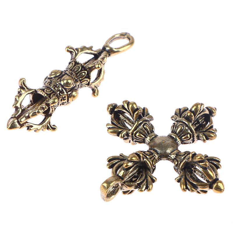 1Pc Cross Vajra Brass Car Key Chain Pendant Buddhism Dharma Lanyard Bodhi Beads Motorcycle Keychain Rope Pendant