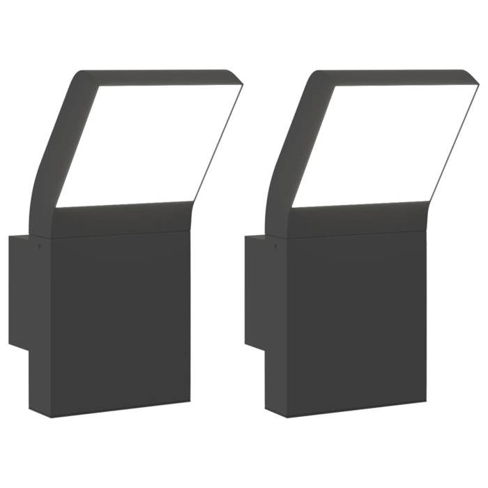 VidaXL Appliques murales LED d'extérieur 2 pcs noir, éclairage mural LED d'extérieur, lampe murale de jardin, applique 4006269