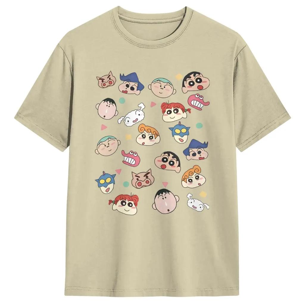 School Friends Crayon Shin Chan T-Shirt Summer Y2K Retro T Shirts 100 Cotton Tshirt For Mens Short Sleeves Clothing