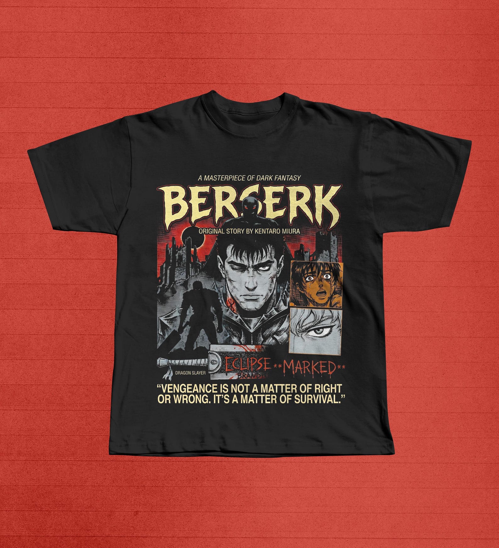 Berserk Guts T-Shirt, Dark Fantasy Manga Shirt, Anime Graphic Tee, Kentaro Miura Fan Gift 3XL