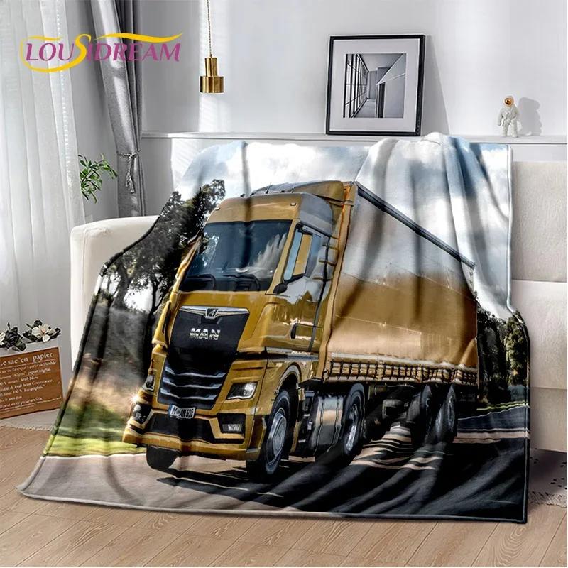 Coperta morbida in flanella 3D con motivo Camion per Letti Camera da letto Divano Picnic, Coperta da lancio per Coprire Tempo libero all'aperto Riposo Regalo