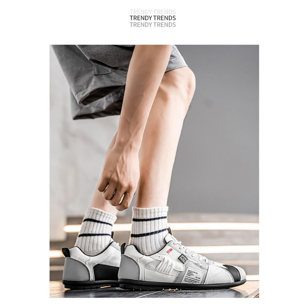 Men's Breathable Casual Sports Shoes - Comfortable Lace Up Shoes, Durable Fabric Upper and Stylish Contrasting Colors, Outdoor Activities