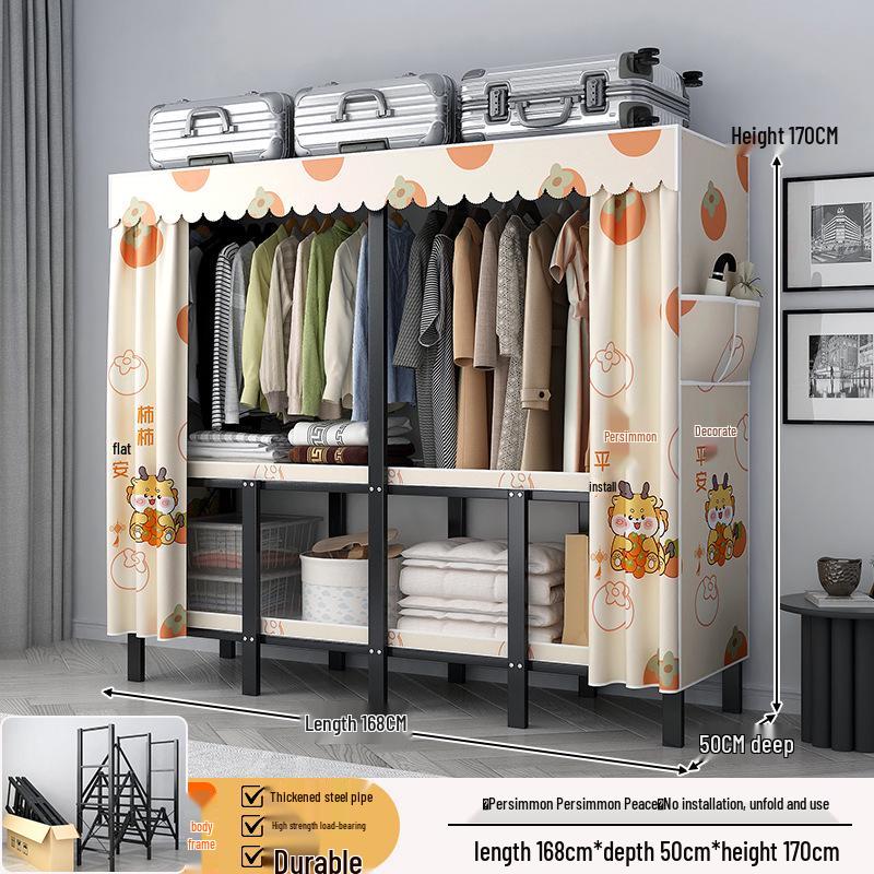No-Assembly Wardrobe with Drawers: Foldable and Durable for Bedroom or Rental Room